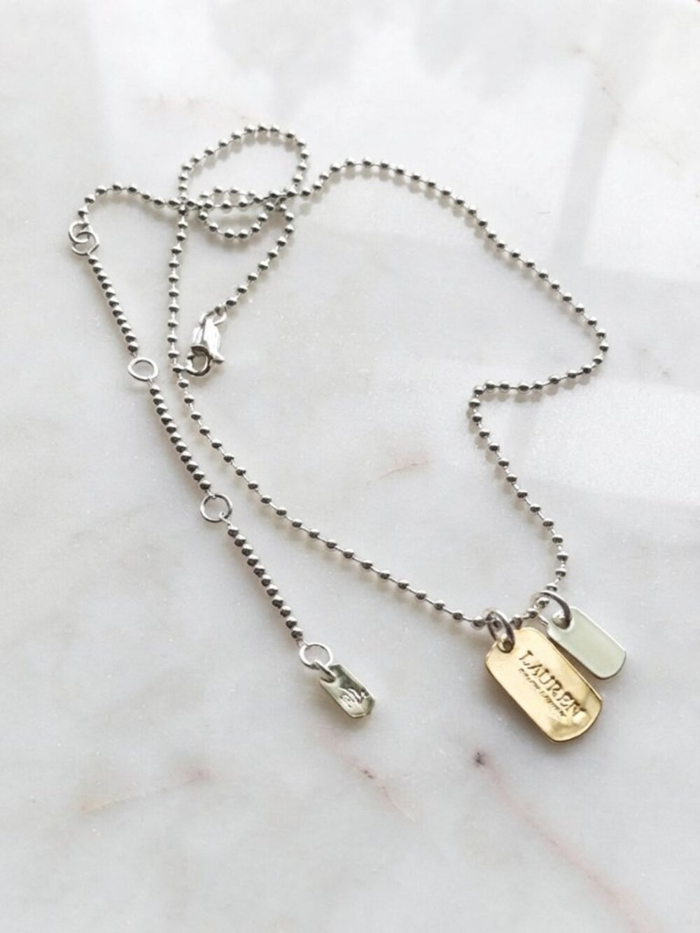 Lauren Ralph Lauren Two-Tone Tag Pendant Necklace - Gold & Silver